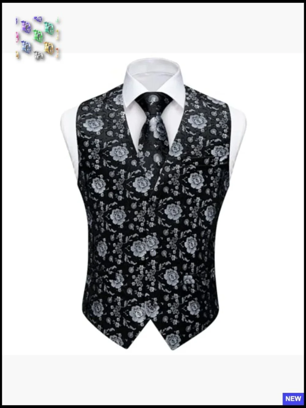 Men's Silk Jacquard Vest Set Formal Classic Elegant Wedding Party Wear 7PCS